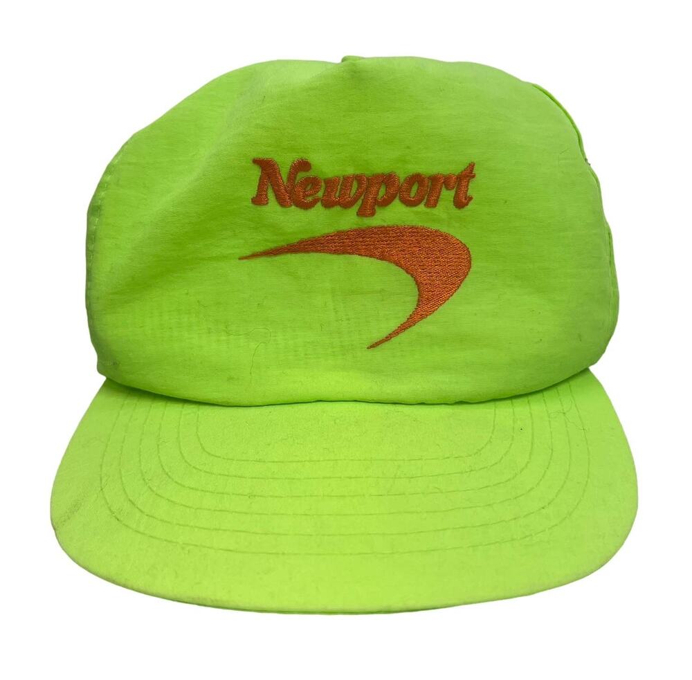 Vintage Newport Logo Green Neon One Size Snapback Nylon Hat Cap 90s